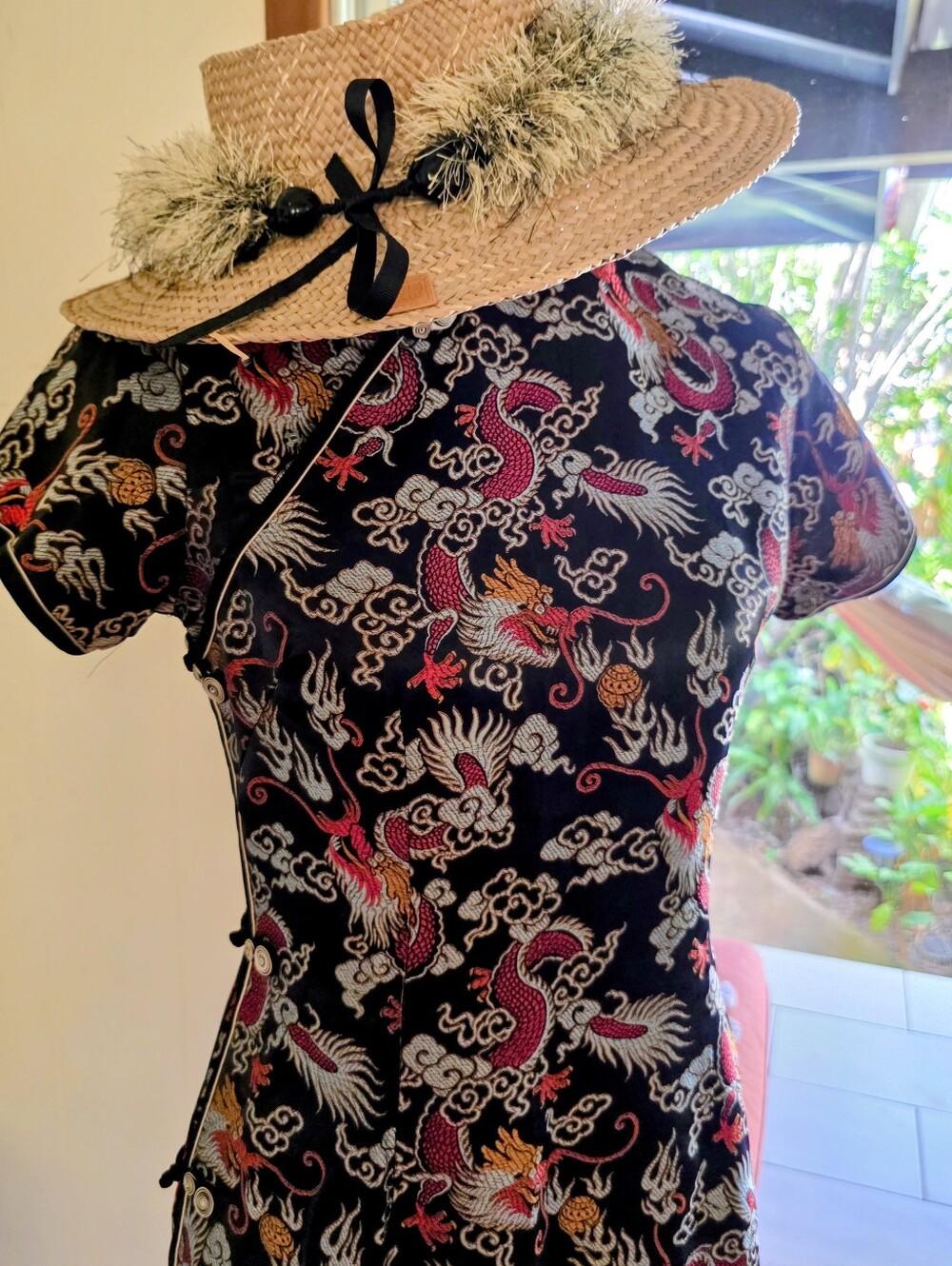 Vintage CHEONGSAM Dress Dragon Embroidered Mandarin Dress HANG ZHOU - Picture 2 of 6